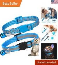 Skyblue Reflective Cat Collars - 2 Pack with Safety Bells, Adjustable 7-12 Inch