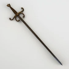 Antique Brass-Hilt Decorative sword-Ornate Curled Quillons-Victorian Style