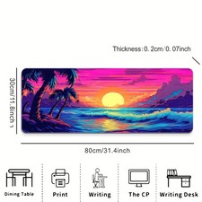 40 90cm 1pc, Seaside Landscape Design, High-Quality Mouse Pad, Keyboard Mat, Non
