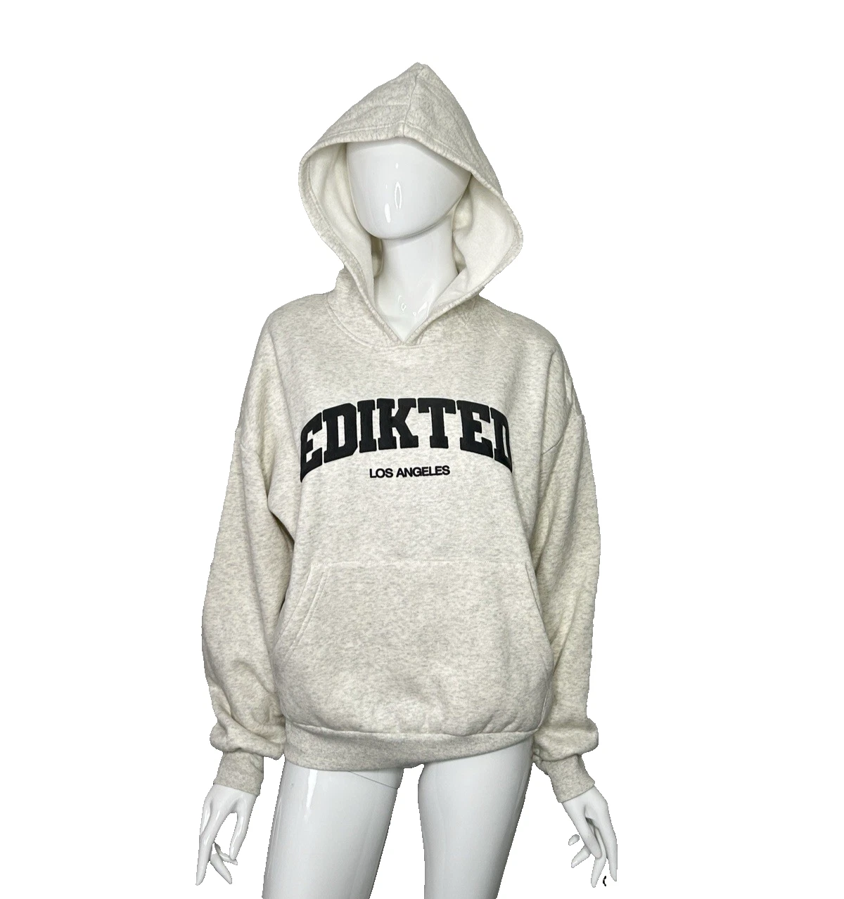 Edikted Oversized Sweatshirt Medium Fleece Pullover Light Gray LA Hoodie NEW