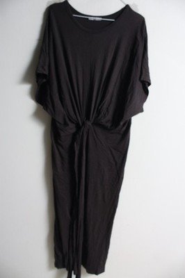 Zara Damen Oversize Jersey Twist Front Langes Kleid - Schwarz - Größe S Small (j76)