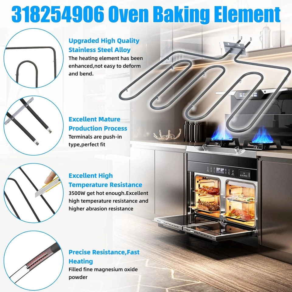 Nuevo 318254906 Elemento de Asado de Gama Fit Frigidaire Horno Eléctrico Calefacción 318254901 Foto 3 de 4