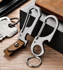 Titanium EDC Keychain Clip Quick Release Carabiner Key Ring Holder Bottle Opener