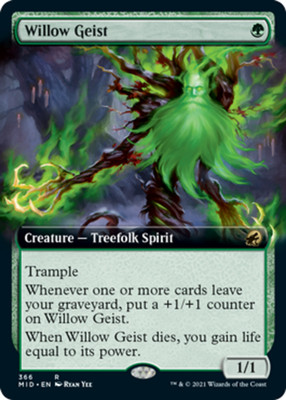 x1 Willow Geist - Extended Art R MTG Innistrad: Midnight Hunt M/NM, English