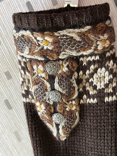 Brown Wool knit cardigan A.S Evebofos Norway Metal Clasps Jacket Scandinavian L - Picture 19 of 20