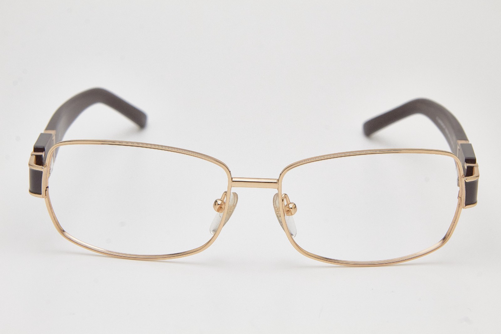 GIVENCHY SGV328 Eyeglasses Gold Dark Brown Temple Logo Rectangle thumbnail 3