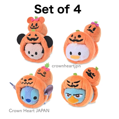 2026 Halloween Disney Japan TSUM TSUM Plush Set of 4 Mickey Donald Perry Stitch