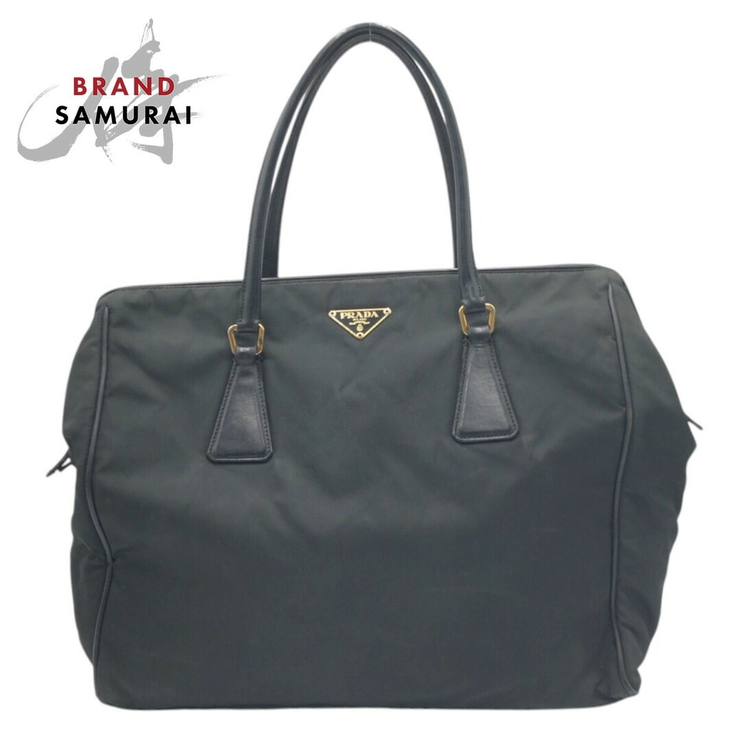 RARE PRADA Black Nylon Tote Bag with Triangle Logo