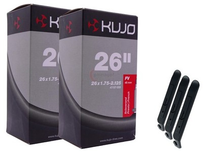 2x Kujo Fahrradschlauch 26 Zoll SV 47-559 57-559 & 3 Reifenheber Set MTB