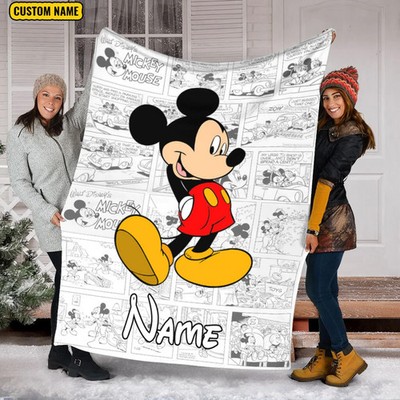 Personalized Name Cartoon Mouse Flannel Blanket Soft Throw