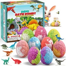 Dinosaur Bath Bombs for Kids - 9 Pack Natural Bubble Bath Gift Set, Fun Easter B