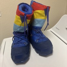 Vintage 70 s Rainbow Moon Boots Retro Blue Snow Boots Womens Size 6 Made Korea