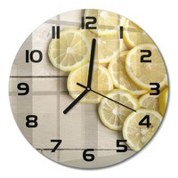 Runde Wanduhr Aus Glas Runde Glasuhr Zitronenholz Schwarze Zeiger Fi30 Cm