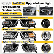 Upgrade Halogen Headlight For 2010-2014 Ford Mustang With Bulb Left Right Pair