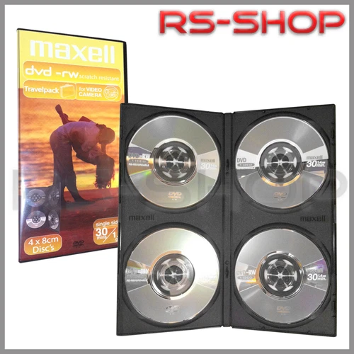20  MAXELL 8CM DVD-RW 30 MIN 1.4GB For Camcorders /Slim Jewel Cases of 4