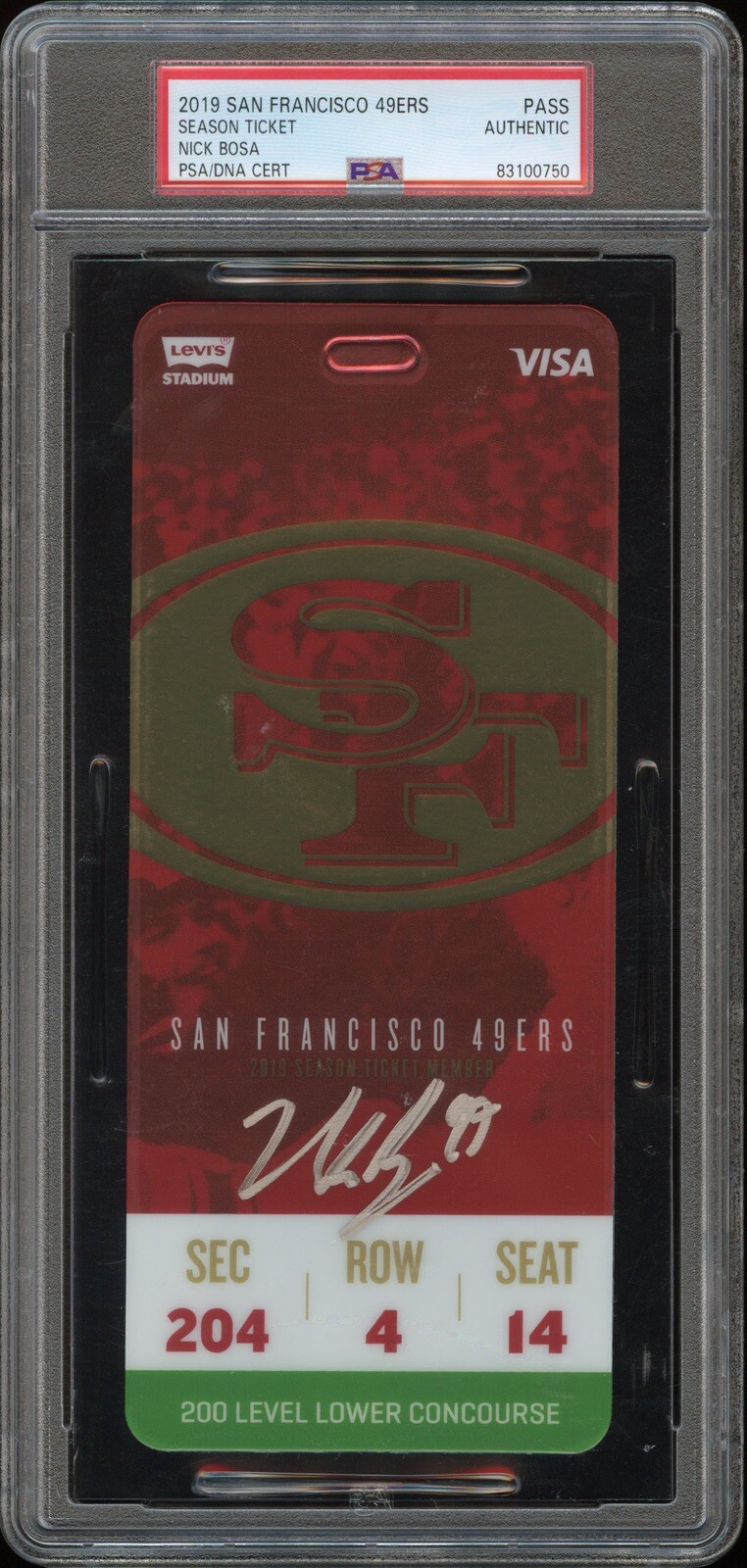 2019 49ers Rookie NFL Debut Season Ticket Nick Bosa Auto PSA/DNA Authentic 