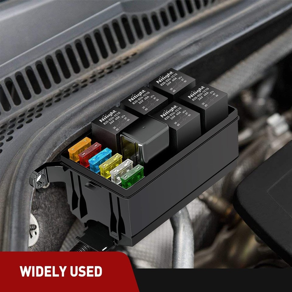 Nilight Fuse and Relay Block Waterproof Relay Fuse Box 12V 6 Slots ...