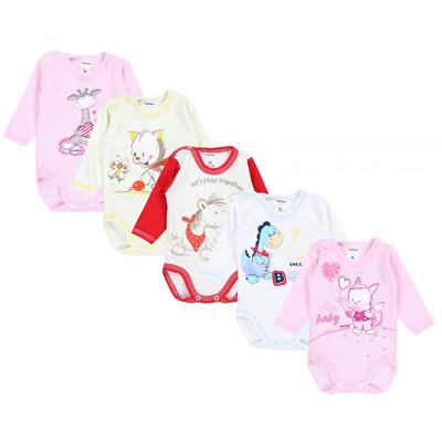 TupTam Unisex Baby Langarm-Body mit Aufdruck 5er Set
