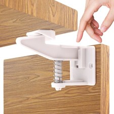 16 PACK CHILD CABINET SAFETY LOCKS LATCHES - NO SCREWS, TOOLS, DRILLING REQUIRED