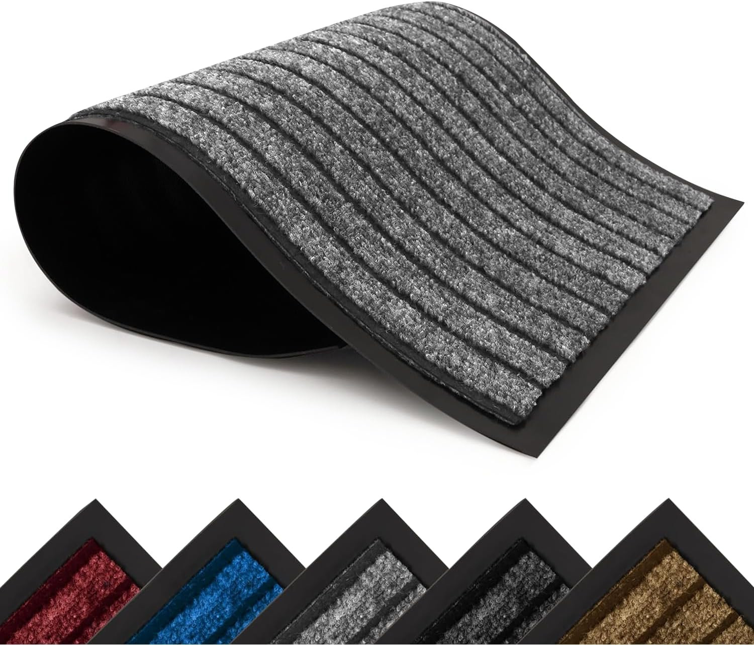Hafaa Door Mat Indoor & Outdoor Grey 40X60 Cm Non Slip Washable Doormat Dirt Tra