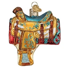 Old World Christmas WESTERN SADDLE (36291) Glass Ornament w/OWC Box