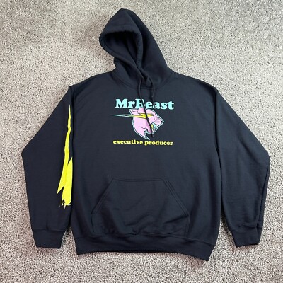 Mr Beast Hoodie Mens Medium Black Executive Produce Pullover