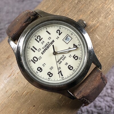 Timex Expedition Men Field Brown Leather Indiglo 37mm Quartz Analog Watch 7 3/4''