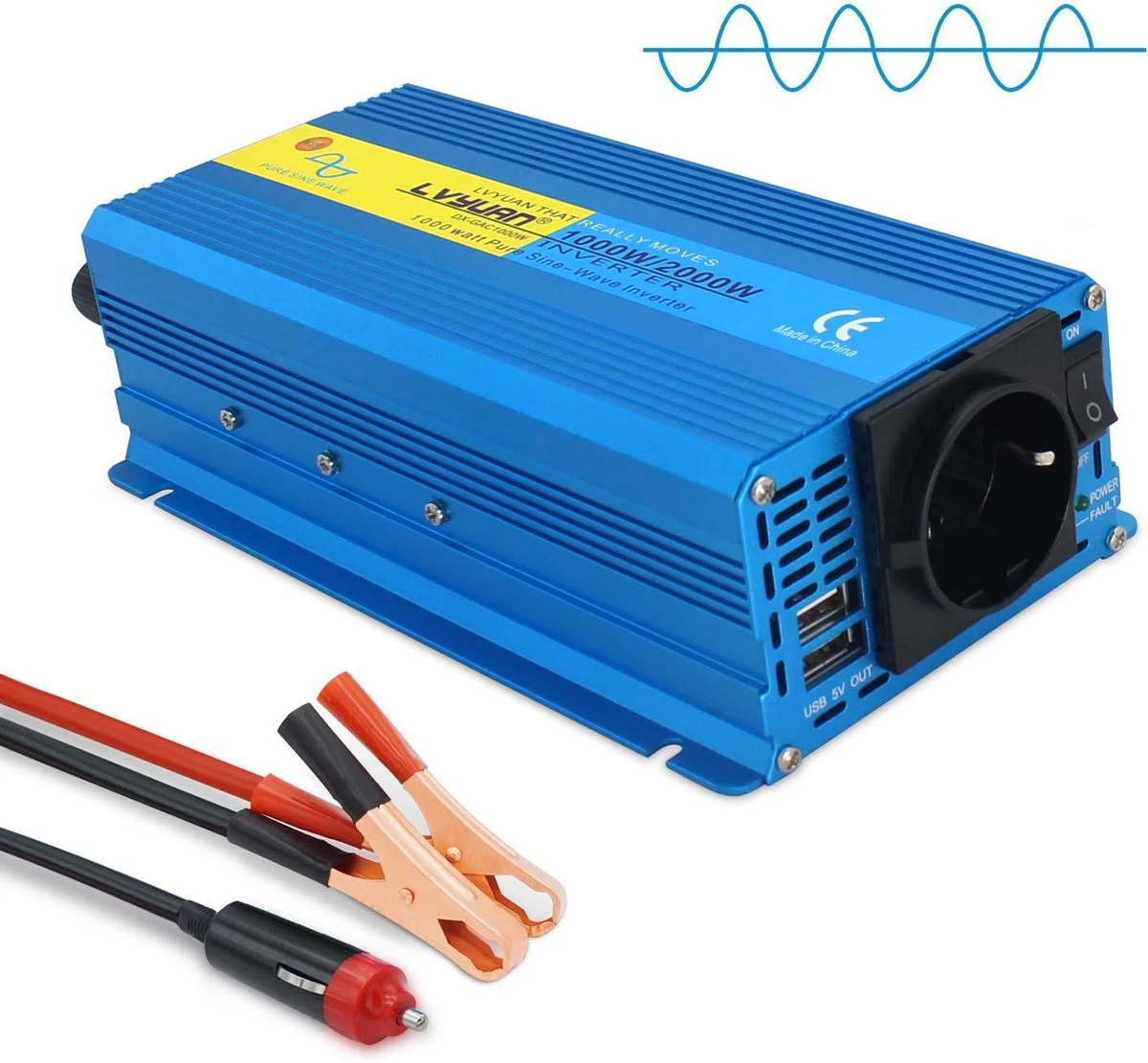 CAPTOK Power Inverter Onda Sinusoidale Pura 1000W da 12V CC a 220V 230V