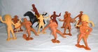 Lot of 13 LARGE Vtg 1964 Louis Marx Plastic Cowboys and Indians Plus Horse 6"