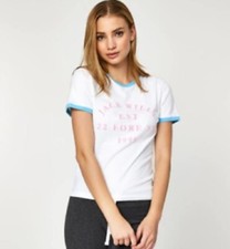 Image of Jack Wills Blackmore Flocked Logo T-Shirt White Size UK 10 UK 12 New