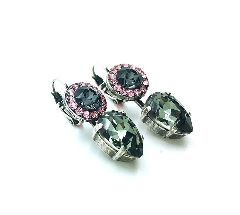 Pendientes Mariana Atractivos Redondos Plata Noche, Rosa y Pera Forma Safi Indio... Foto 3 de 3