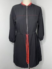 Zara Shirt Shirt Dress Womens Extra Small Black Pink Drawstring Full Zip