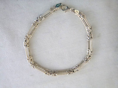 New STAUER Byzantine Figaro Link  Bracelet 8.25 In 925 Sterling Silver 5.8 Grams