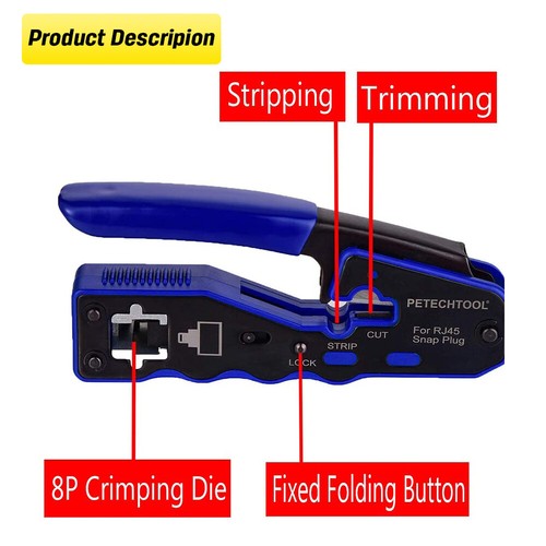 Crimping Tool Network Crimper RJ45 EZ Pass Through for Cat6a 8P8C Cat7 Connector - Picture 8 of 8
