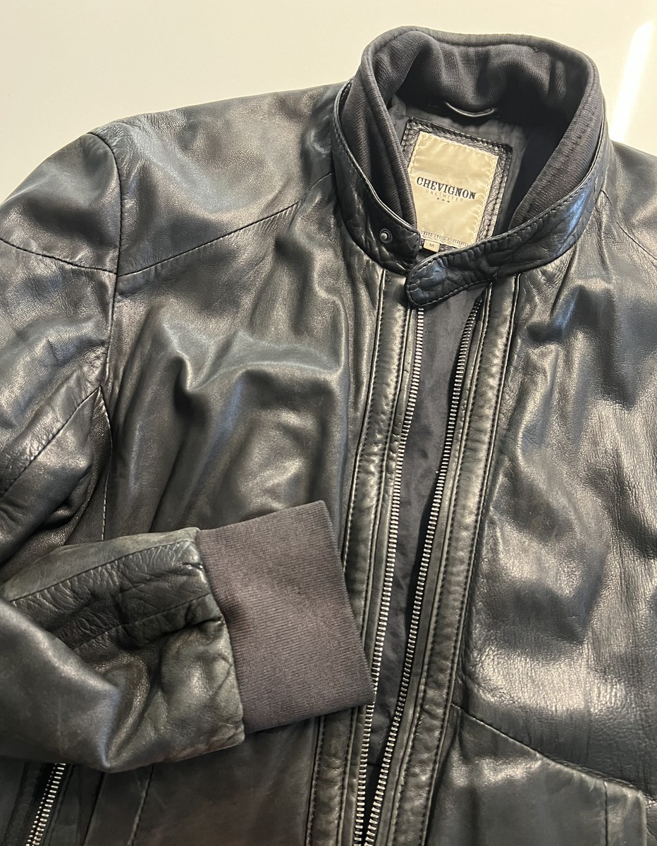 ジャケット・アウター 90s Chevignon Leather Cotton 6Pocket JKT Chevignon Vintage Leather Jacket Flying Wear Biker Black Size L | eBay