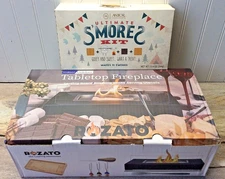 Rozato Indoor/Outdoor Tabetop Fireplace With Ultimate Smores kit New