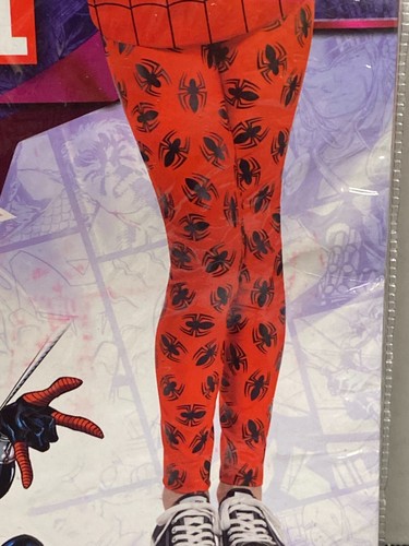 GIRLS SPIDER-GIRL LEGGINGS COSTUME ACCESSORY RED BLACK CHILD SIZE M/L (NWT) - Picture 4 of 5