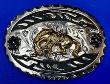End Of The Trail Horse Head Down Silver Black color Oval Vintage Belt Buckle