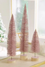August Leo Glitter Bottle Brush Trees Set of 3 PINK