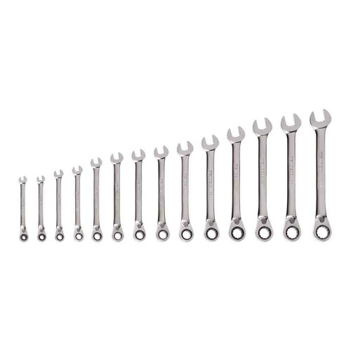 14-Piece (6-19 mm) Reversible 12-Point Ratcheting Combination Wrench Set
