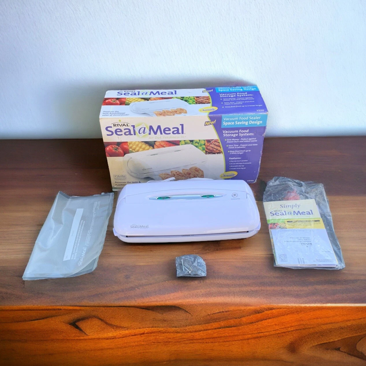 Rival VS105 Seal A Meal Vacuum Food Sealer Space Saving Design With Vacuum Bag