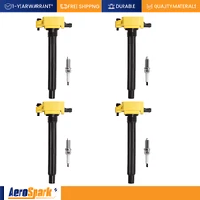 4 Heavy Duty Ignition Coil & 4 Spark Plug for 2016-2017 Fiat 500X 2.4L I4 UF751
