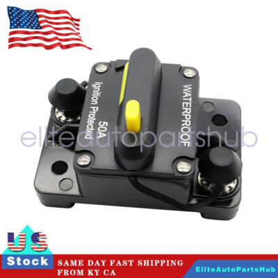 50AMP DC 12V Circuit Breaker Reset Auto Marine Stereo Audio FuseInverter New