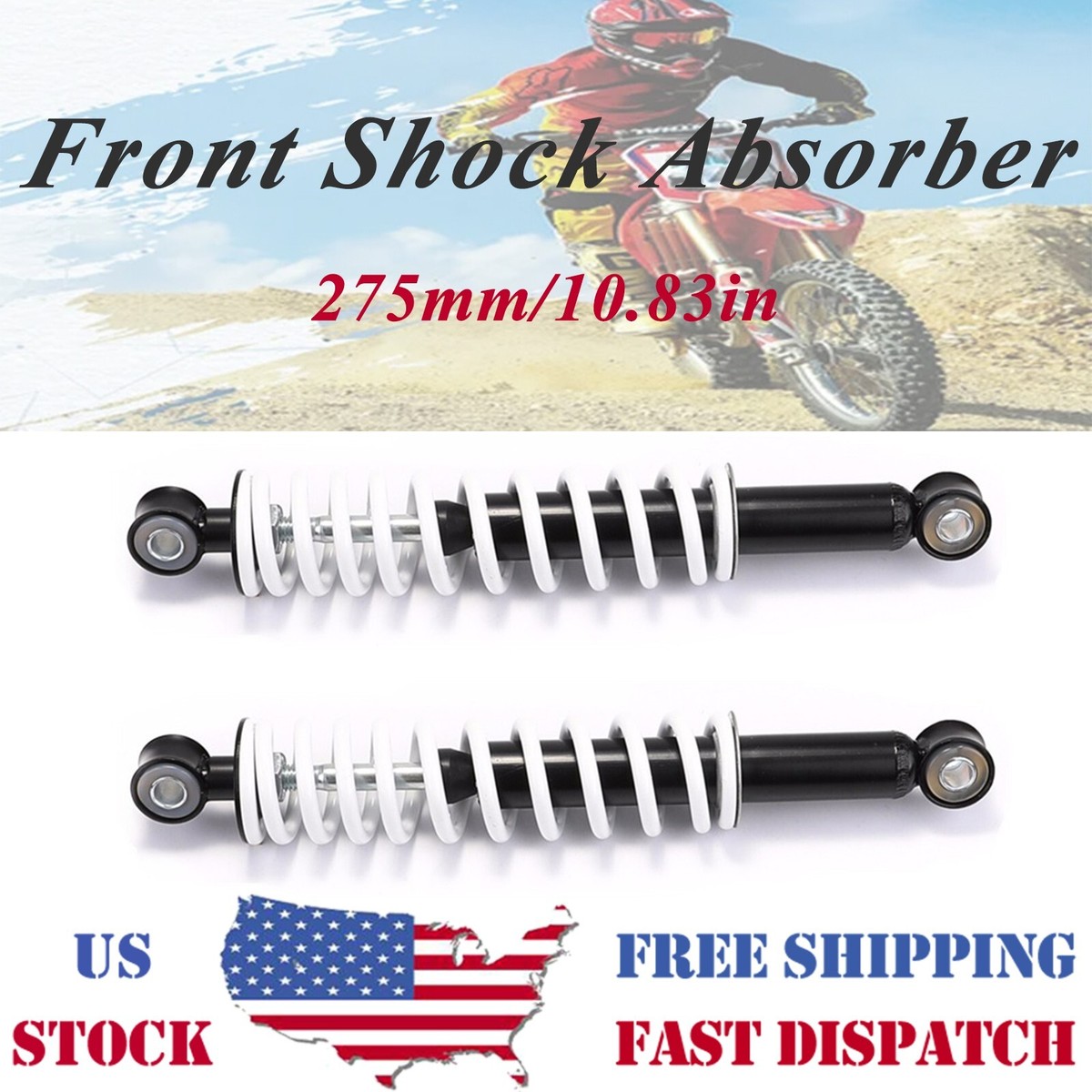 2x 275mm (11") Front Shock Absorbers For 50cc-125cc ATV Quad - Fits TaoTao, Kazuma, And Similar
