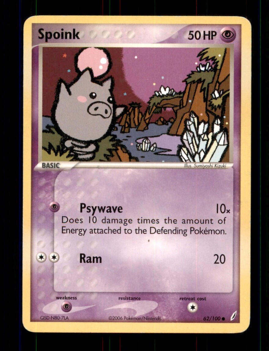 2X Pokemon Card Spoink (EX Crystal Guardians) 62/100 PLAYED Non-Holo Common TCG!