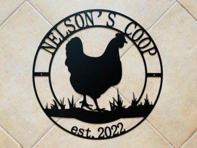 Personalized Chicken Coop Metal Sign, Custom Name Hen House Wall Art Decor