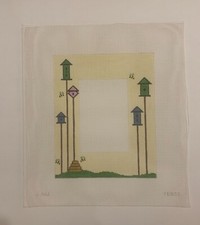 needlepoint canvas, jchild, Birdhouses and Bees Frame, 18ct, 8x10" for 4x6 pic 