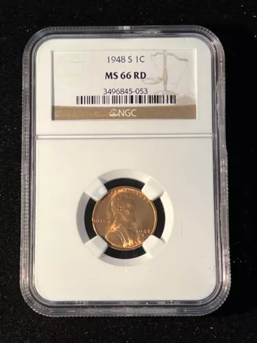 1948 S LINCOLN WHEAT CENT NGC MS 66 RD 053