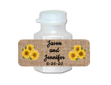30 wedding favor mini bubble labels stickers personalized burlap sunflowers