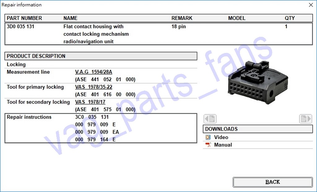 18 Pin AUX Interface Housing for VAG VW Audi Seat SKODA Navi Mfd2